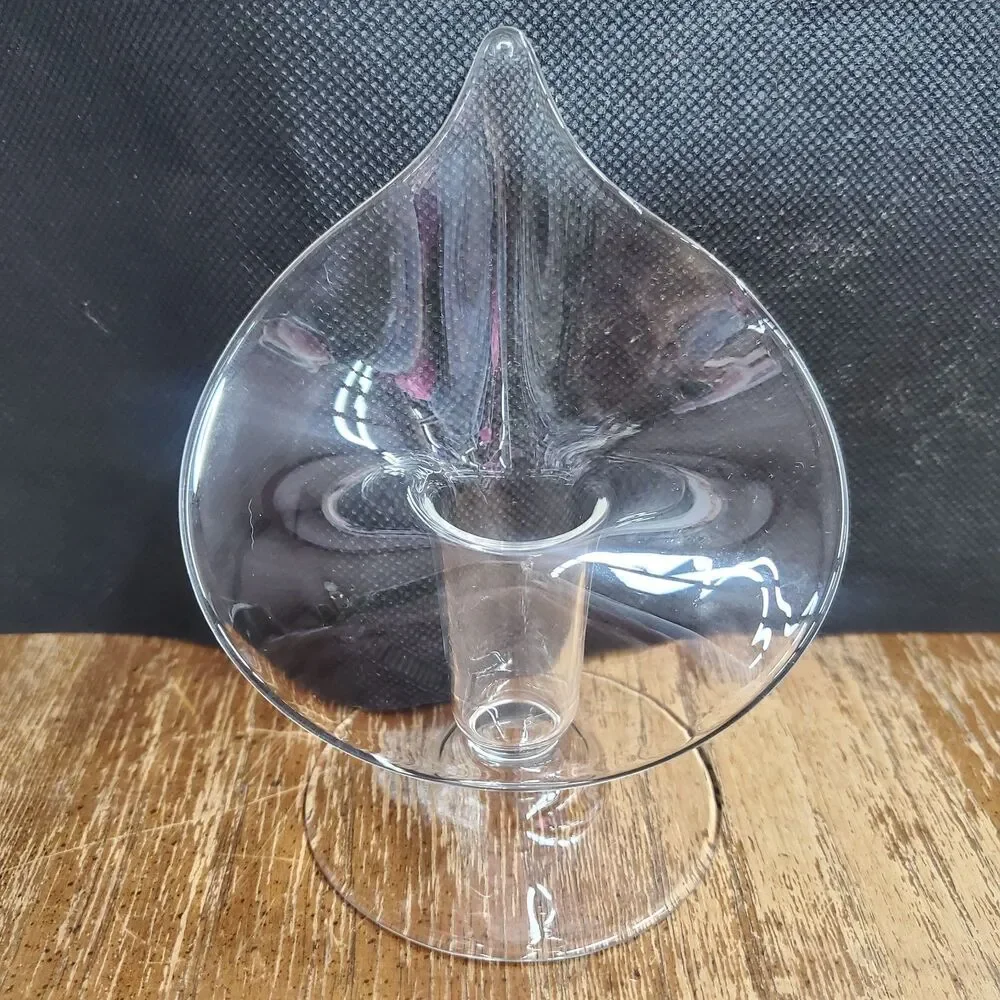 Vintage Clear Glass Jack In The Pulpit Taper Candle Holders Pair Calla Lily